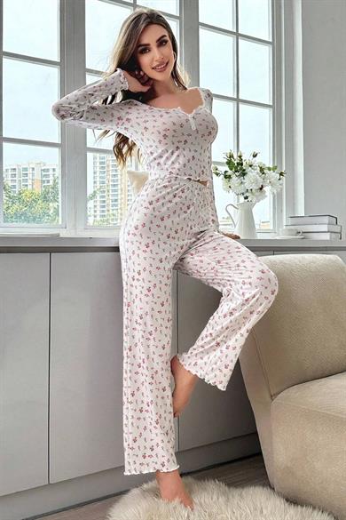 Bella Notte Ecru Fall Romance Long Sleeve Pyjama Set 7020