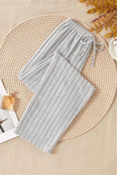 Bella Notte Gri Fitilli Pamuklu Pijama Altı GRİ-7199