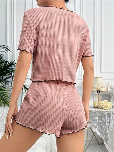 Bella Notte Gül Kurusu Cep Detaylı Şortlu Pijama Takım 7591