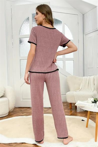 Bella Notte Gül Kurusu Kısa Kollu Pamuklu Pijama Takımı 77139