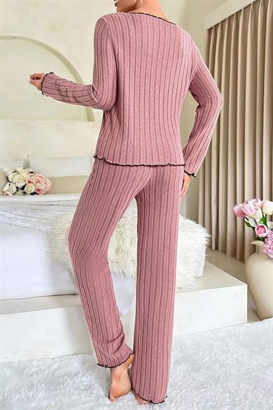 Bella Notte Gül Kurusu Uzun Kollu Pamuklu Pijama Takımı 7067