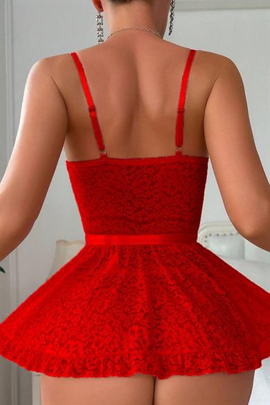 Bella Notte Red Strappy Lace Nightgown 15742