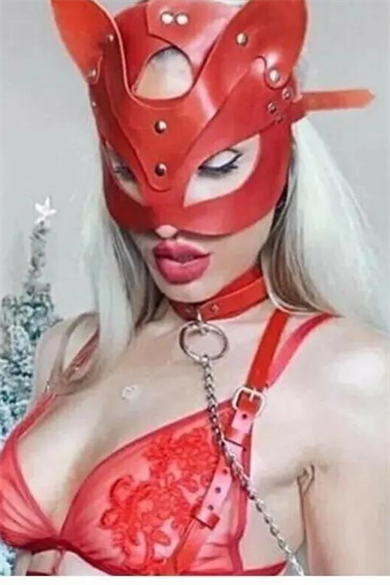 بيلا نوت قناع أحمر خيالي المقود والأصفاد GD-6054