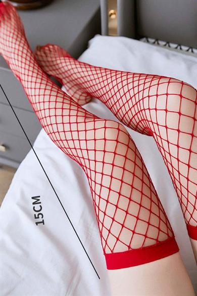 Bella Notte Red Mesh Garter Socks 1033