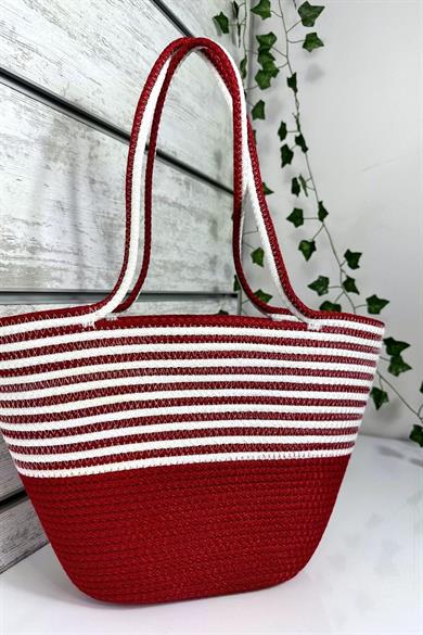 Bella Notte Red Striped Handmade Casual/Beach Bag 8015
