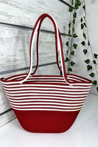 Bella Notte Red Striped Handmade Casual/Beach Bag 8015