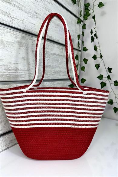 Bella Notte Red Striped Handmade Casual/Beach Bag 8015