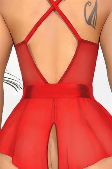 Bella Notte Red Very Sexy Belted Nightgown 15053