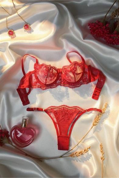 Bella Notte Kırmızı Sim Detaylı Sütyen Takımı 19030