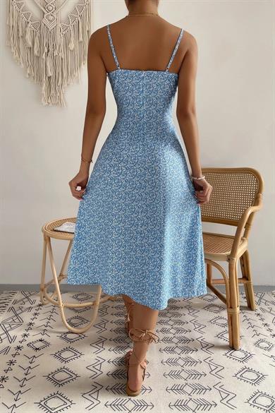 Bella Notte Blue Slit Midi Dress e-5502