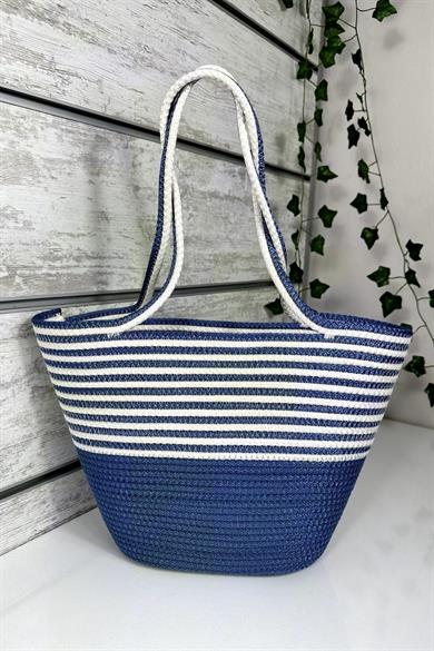 Bella Notte Blue Striped Handmade Casual/Beach Bag 8012