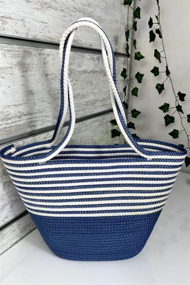 Bella Notte Blue Striped Handmade Casual/Beach Bag 8012