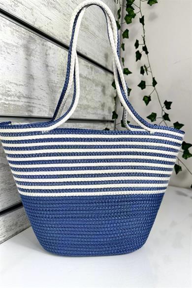 Bella Notte Blue Striped Handmade Casual/Beach Bag 8012
