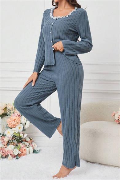 Bella Notte Mavi Pamuklu Pijama Takımı 77155