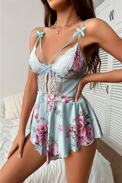 Bella Notte Ice Blue Patterned Jumpsuit 15094