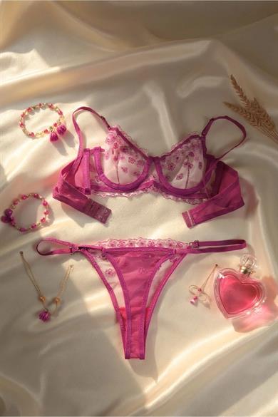 Bella Notte Mor Çiçek Esintili Sütyen Takımı 19033