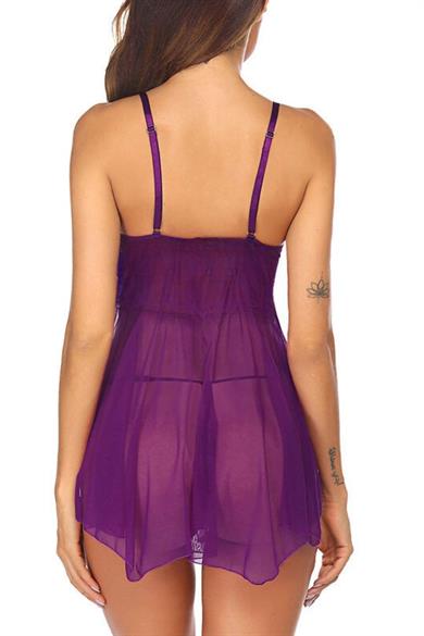 Bella Notte Purple Transparent Tulle Nightgown 15550