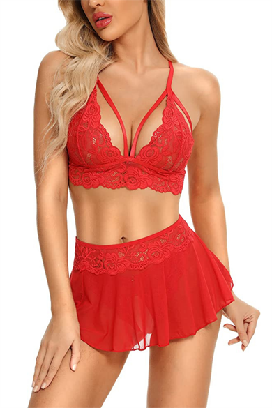 Bella Notte Очень сексуальная красная юбка Бюстгальтер Набор бюстгальтеров 16016
