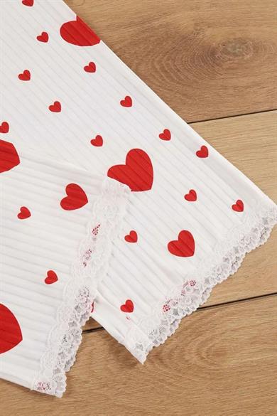 Bella Notte Pamuklu 3 Parça Kalp Desenli Pijama Takımı 7707