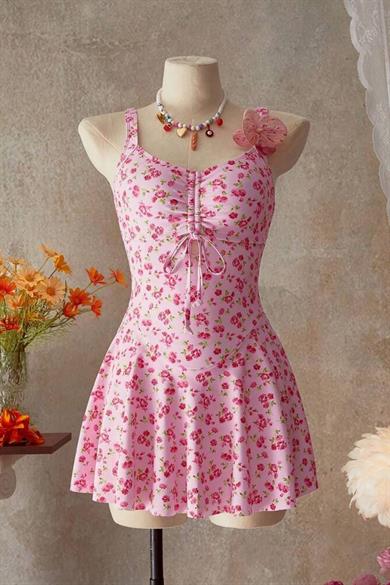 Bella Notte Pembe Çiçek Desenli Mini Gecelik 35521