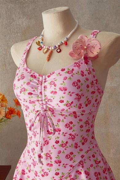 Bella Notte Pembe Çiçek Desenli Mini Gecelik 35521