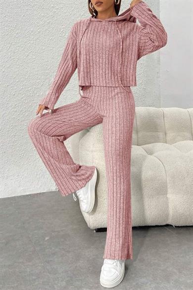 Bella notte Pembe Kapşonlu Cotton Alt Üst Takım 77323