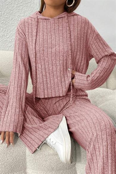 Bella notte Pembe Kapşonlu Cotton Alt Üst Takım 77323