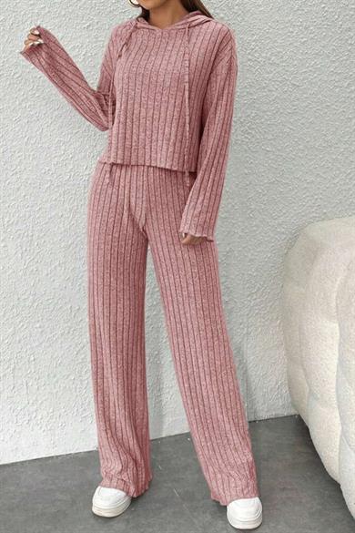 Bella notte Pembe Kapşonlu Cotton Alt Üst Takım 77323