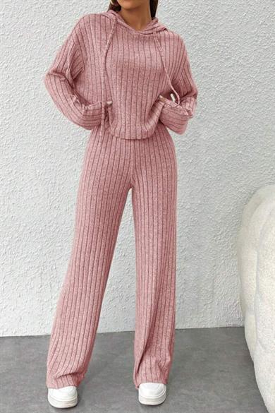 Bella notte Pembe Kapşonlu Cotton Alt Üst Takım 77323
