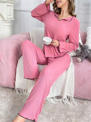 Bella Notte Pembe Pamuklu Günlük Pijama Takımı 7149