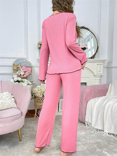 Bella Notte Pembe Pamuklu Günlük Pijama Takımı 7149