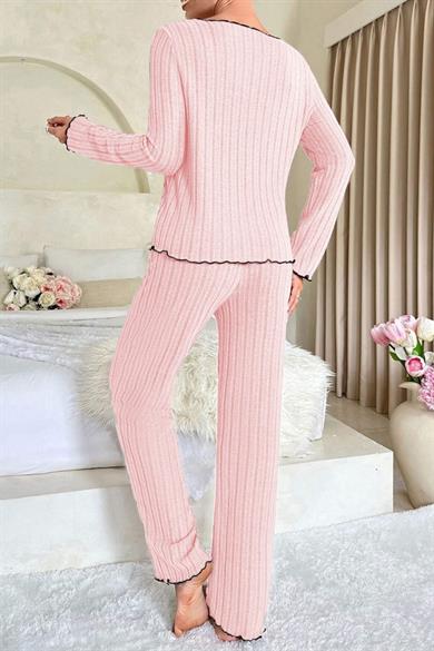 Bella Notte Pembe Uzun Kollu Pamuklu Pijama Takımı 7075