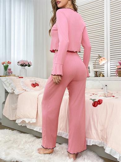 Bella Notte  Pembe Uzun Kollu Pijama Takım 7133
