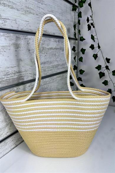 Bella Notte Yellow Striped Handmade Casual/Beach Bag 8009