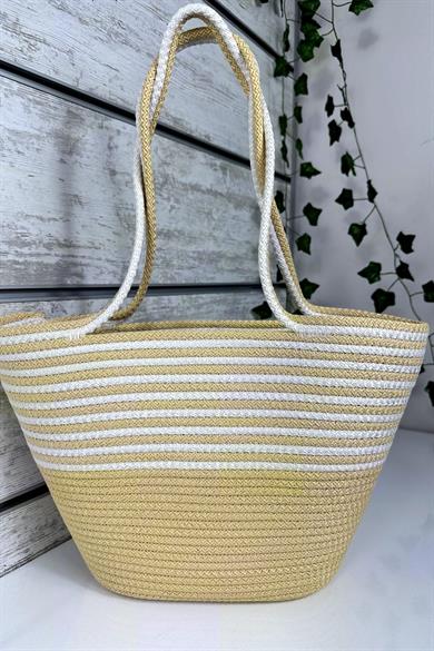Bella Notte Yellow Striped Handmade Casual/Beach Bag 8009