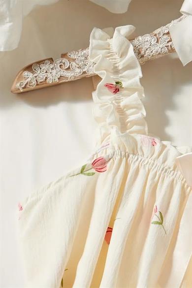 Bella Notte Sarı Lale Desenli Gecelik Elbise 35525