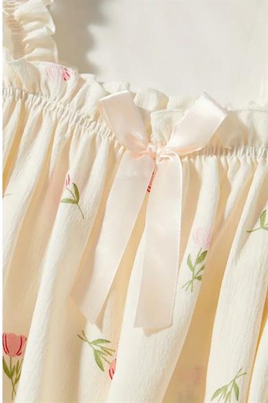 Bella Notte Sarı Lale Desenli Gecelik Elbise 35525