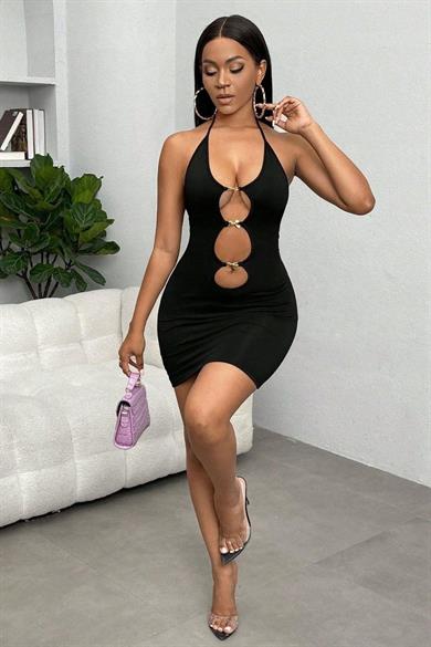 Bella Notte Black Strappy Mini Dress FN 5012
