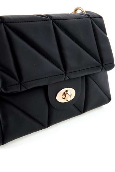 Bella Notte Siyah Baklava Desenli Çift Bölmeli Zarif Çanta 5008