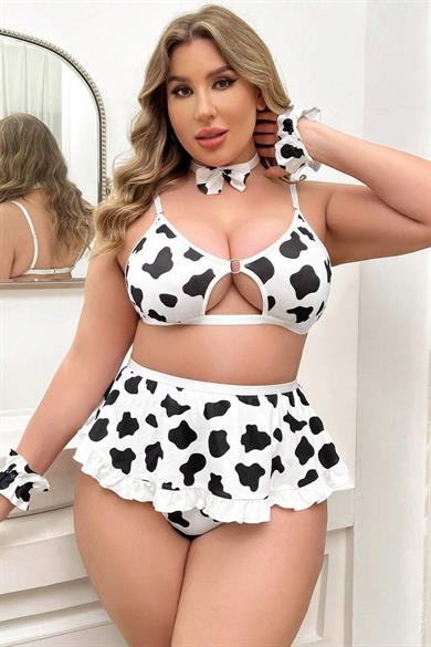 Bella Notte Black and White Dalmatian Patterned Plus Size Costume 17020