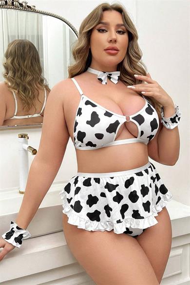 Bella Notte Black and White Dalmatian Patterned Plus Size Costume 17020