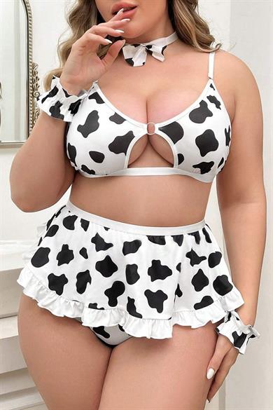 Bella Notte Black and White Dalmatian Patterned Plus Size Costume 17020