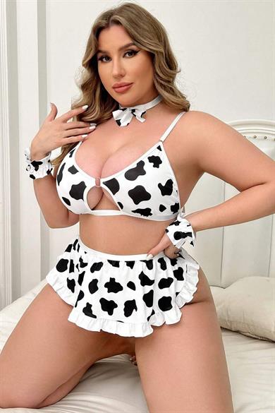 Bella Notte Black and White Dalmatian Patterned Plus Size Costume 17020