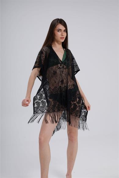 Bella Notte Black Bikini and Swimsuit Top Delicate Patterned Raschel Pareo P-9001