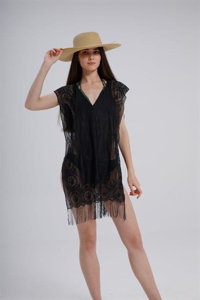 Bella Notte Black Bikini and Swimsuit Patterned Raschel Pareo Wrap P-9002