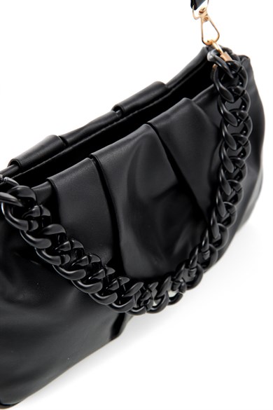 Bella Notte Siyah Çift Örgü Askılı Mini Şık El Çantası 5003