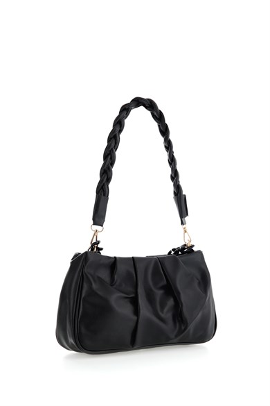 Bella Notte Siyah Çift Örgü Askılı Mini Şık El Çantası 5003