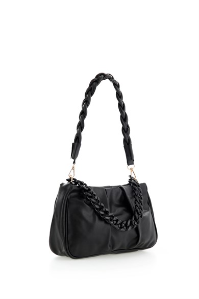 Bella Notte Siyah Çift Örgü Askılı Mini Şık El Çantası 5003