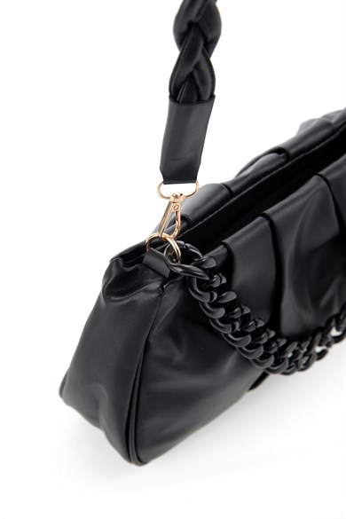 Bella Notte Siyah Çift Örgü Askılı Mini Şık El Çantası 5003