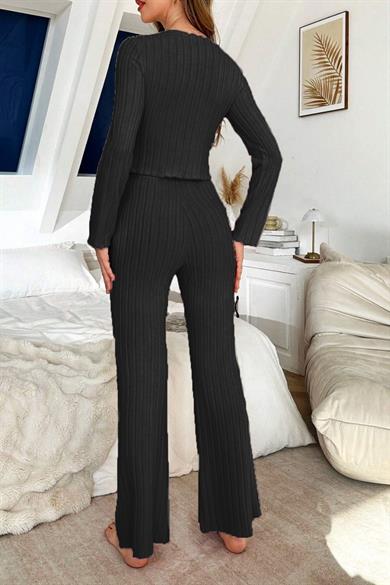 Bella Notte Siyah Fiyonk Detaylı Pamuklu Pijama Takımı 77301